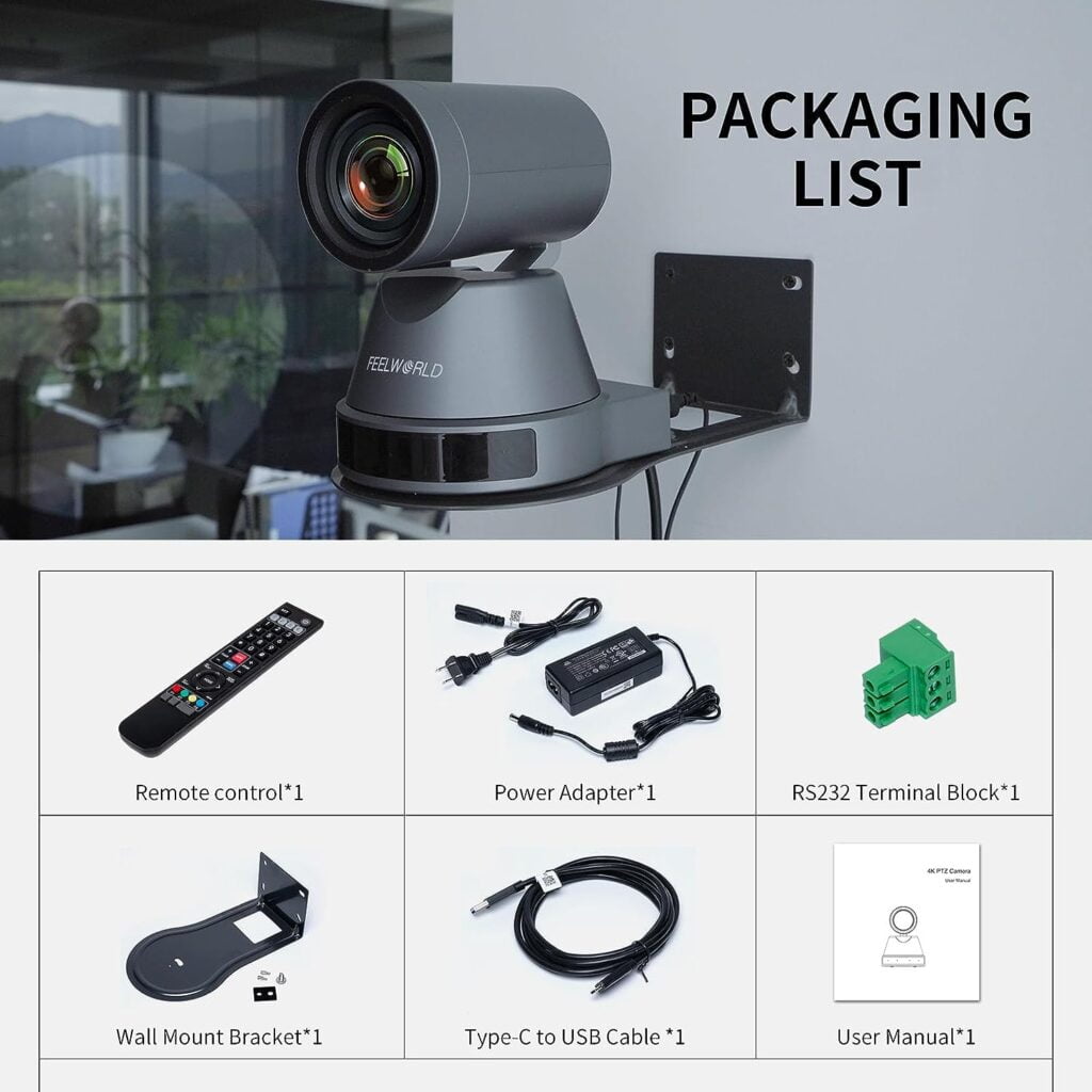 FEELWORLD 4K12X 4K PTZ Camera USB HDMI POE 12X Optical Pan Tilt Zoom, AI Auto Tracking Focus IP Remote Control for Live Streaming Church Video Conference Teaching