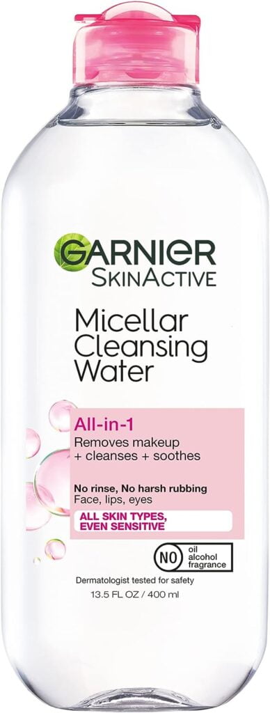 Garnier SkinActive Micellar Water for All Skin Types, Facial Cleanser  Makeup Remover, 13.5 Fl Oz (400mL), 1 Count (Packaging May Vary)