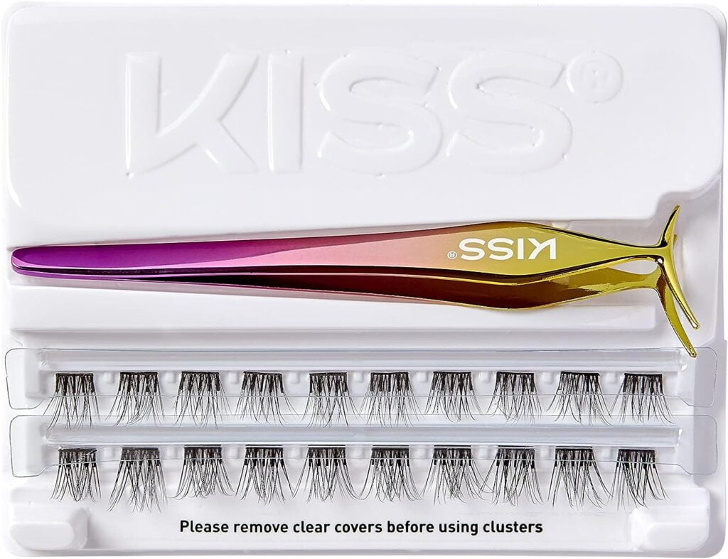KISS imPRESS Press-On Falsies Eyelash Clusters Kit, Natural, Black, No Glue Needed, Fuss Free, Invisible Band, Natural, 24 Hours, No Damage, No Sticky Residue, Flawless, Quick  Easy | 20 Clusters