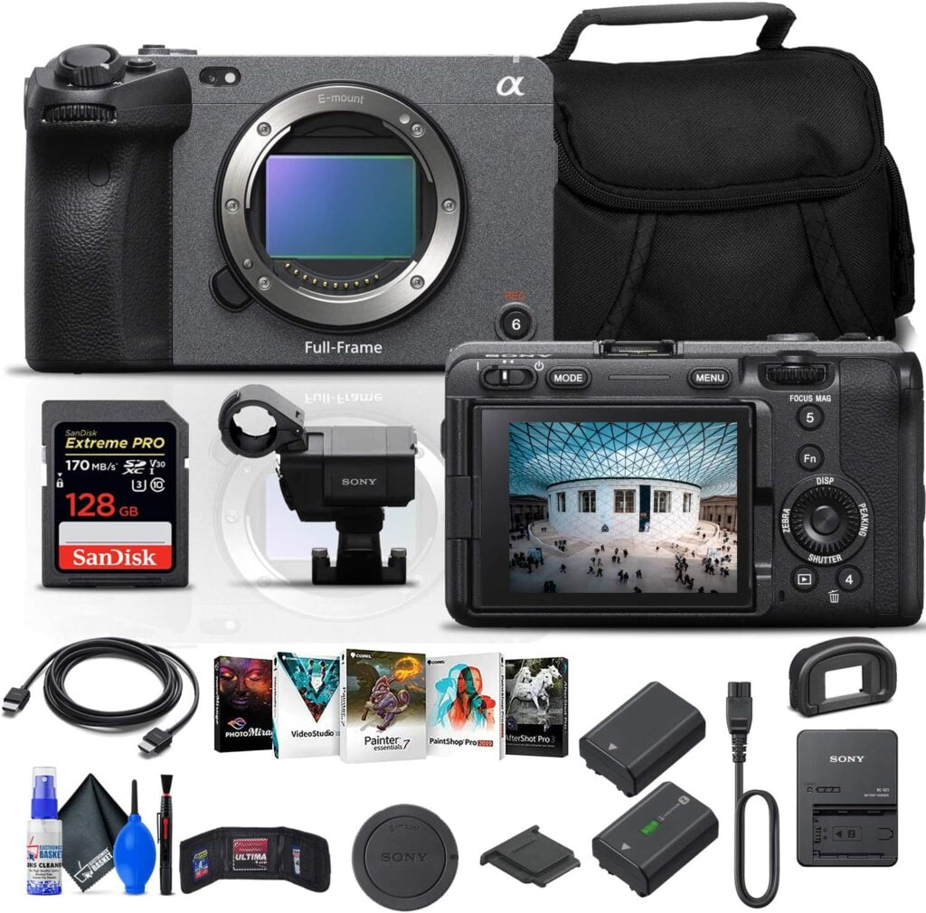 Sony FX3 Full-Frame Cinema Camera (Body Only) (ILME-FX3) + 128GB Memory Card + Corel Photo Software + NP-FZ100 Battery + Case + Deluxe Cleaning Set + HDMI Cable + Memory Wallet + More (Renewed)